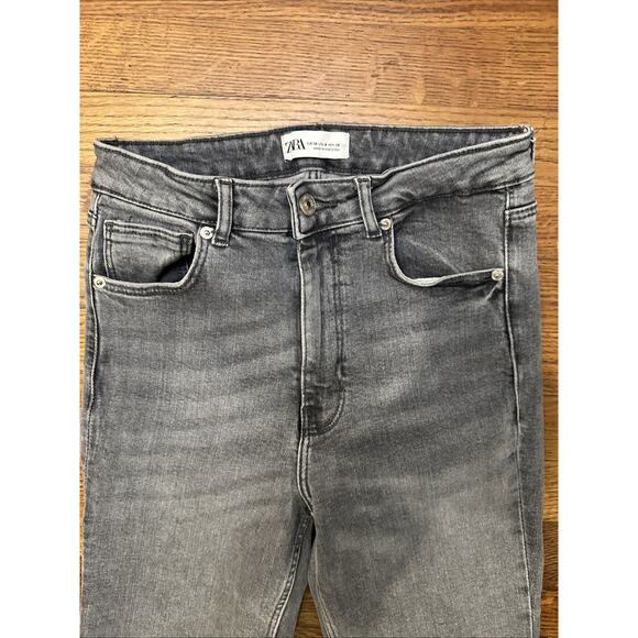 Zara Jeans Womens Grey Size 6 Split Hems Bottom Stretch - Picture 3 of 11